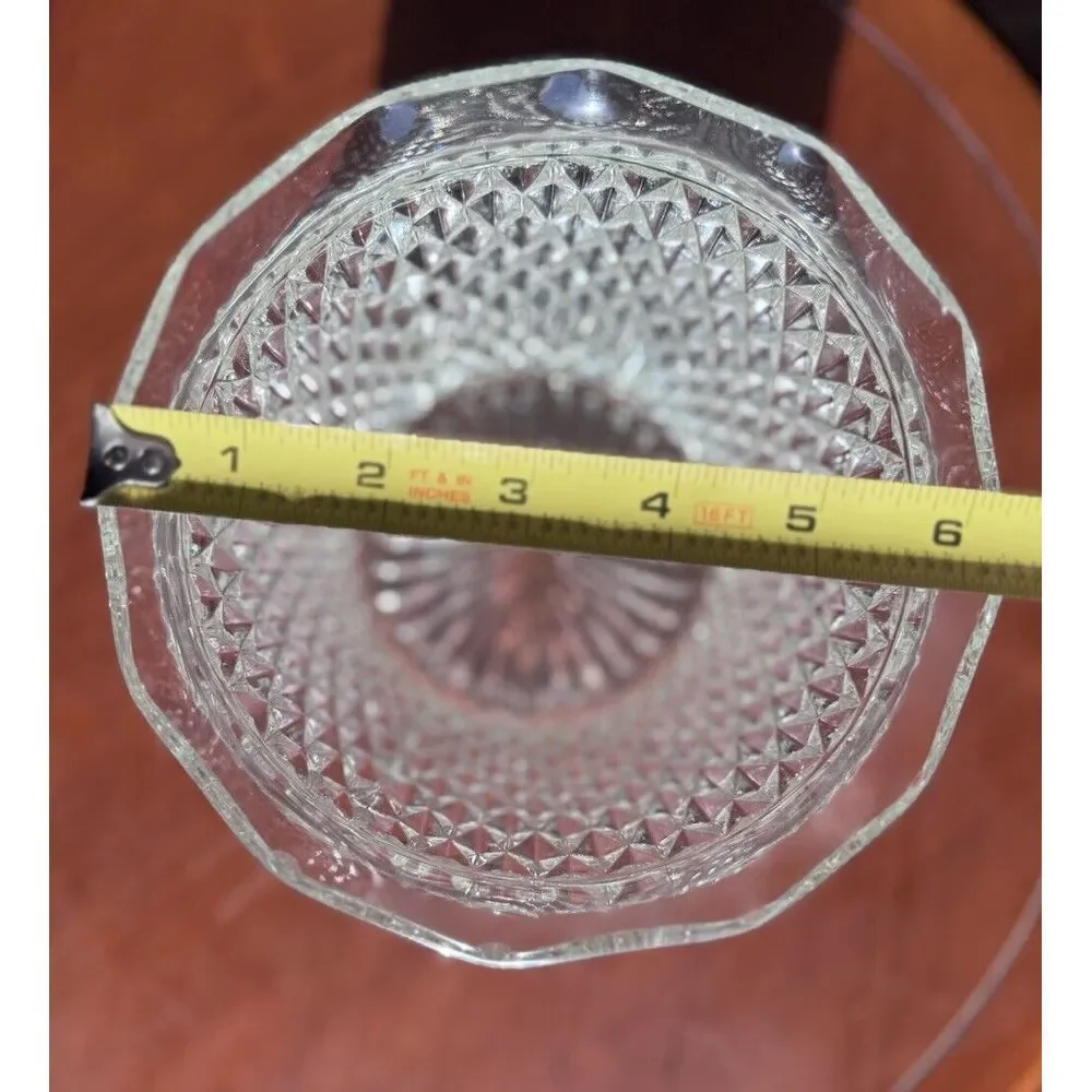 Fostoria Diamond‎ Point Ruffled Edge Glass Bar Ice Bucket VTG 1950's